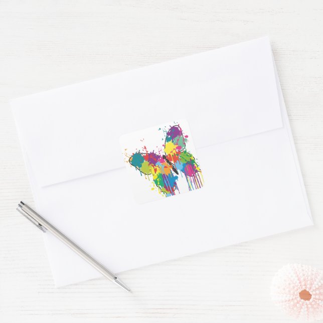 Colorful Drip Paint Abstract Butterfly Stickers (Envelope)