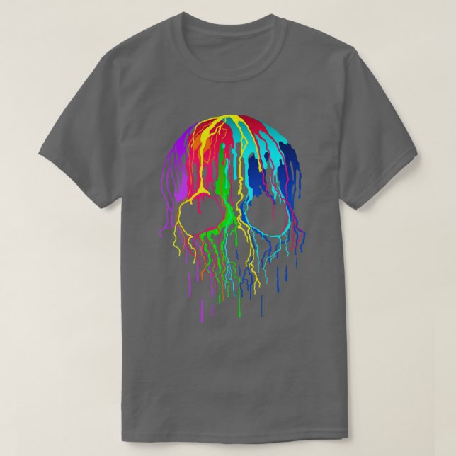 Colorful Drip Skull T-Shirt (Design Front)