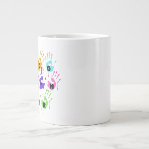 Colorful Dripping Handprints Forming Word Together Giant Coffee Mug