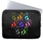 Colorful Dripping Handprints Forming Word Together Laptop Sleeve