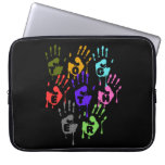 Colorful Dripping Handprints Forming Word Together Laptop Sleeve