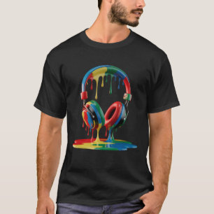 Colorful Dripping Headphones Melting Paint Creativ T-Shirt