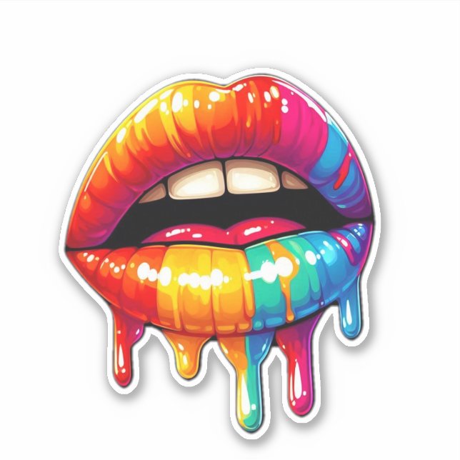 Colorful "Dripping Lips" Sticker (Front)