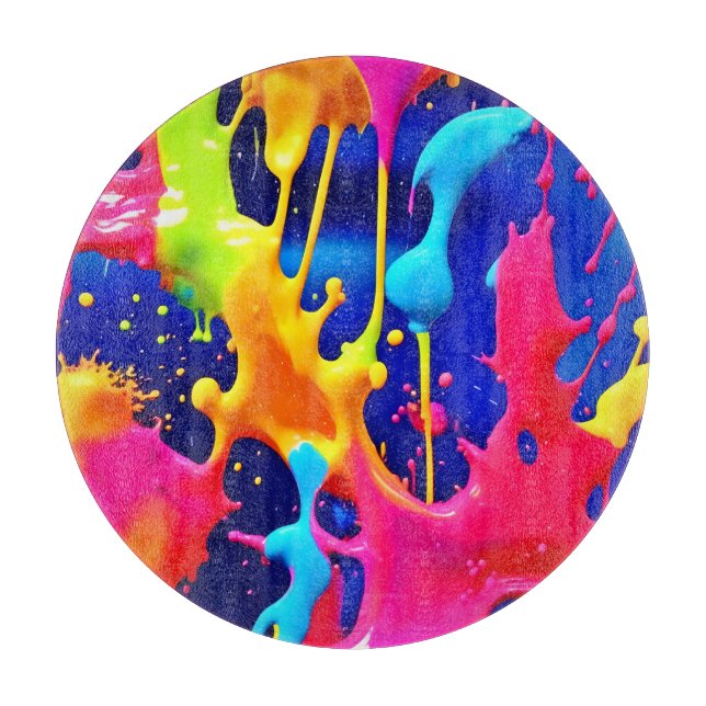 Colorful Dripping Paint Artwork Cutting Board (Front)