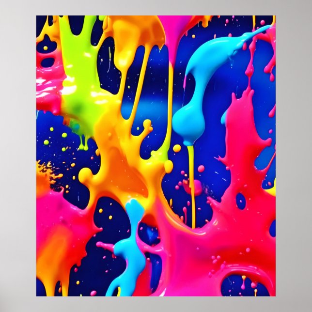 Colorful Dripping Paint Artwork Poster (Front)