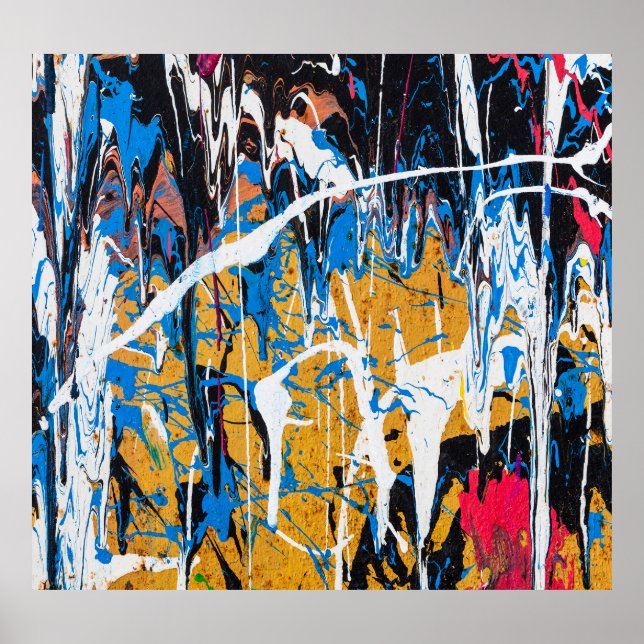 Colorful dripping paint: graffiti wall. poster (Front)