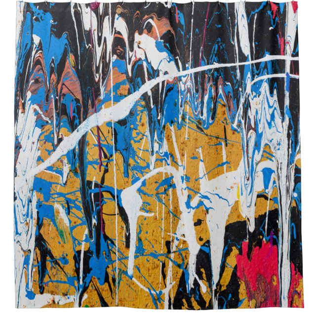 Colorful dripping paint: graffiti wall. shower curtain (Front)
