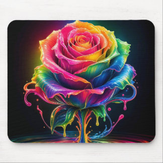Colorful Dripping Rose mousepad