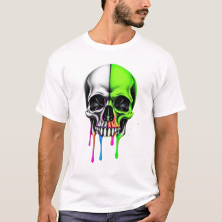 Colorful Dripping Skull Art T-Shirt