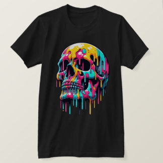 Colorful Dripping Skull - Psychedelic Skull Art T-Shirt