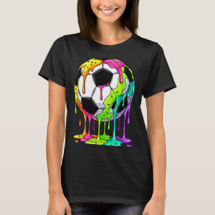 Colorful Dripping Soccer Art Sport Illustration Me T-Shirt