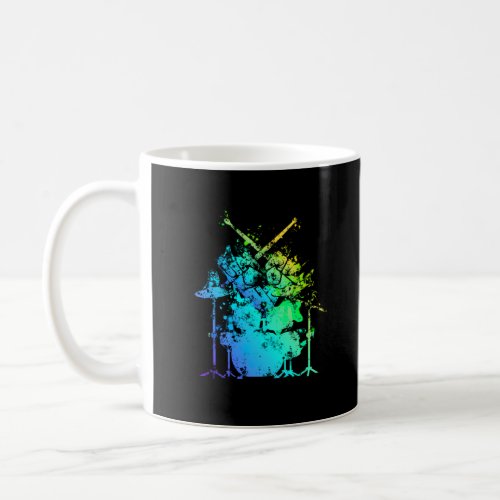 Colorful Drum Set Music Drummer Drumsticks Coffee Mug