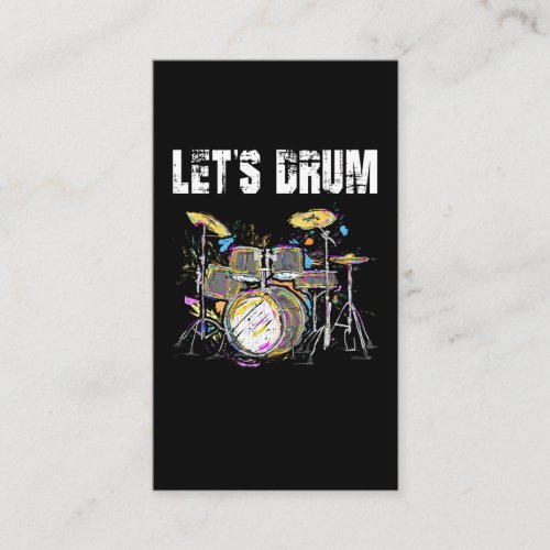 Colorful Drum Set with Drumsticks Business Card