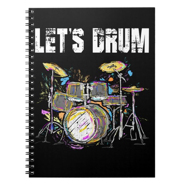 Colorful Drum Set with Drumsticks Notebook (Front)