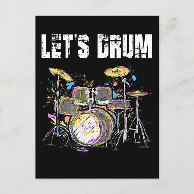 Colorful Drum Set with Drumsticks Postcard (Front)
