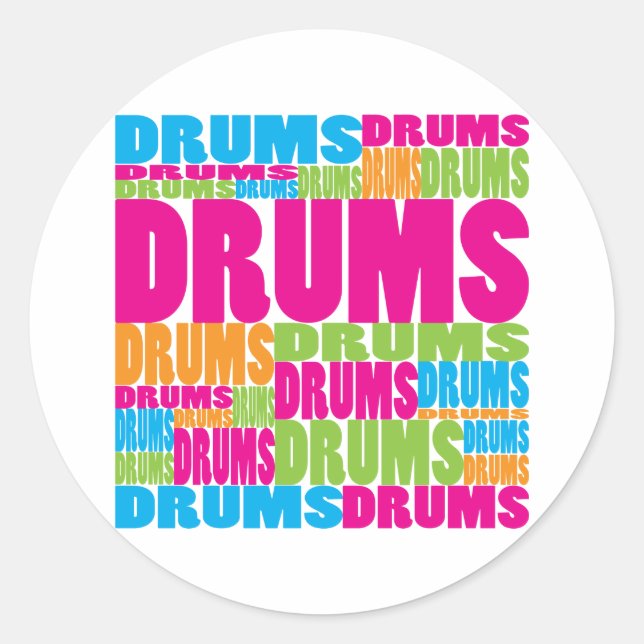 Colorful Drums Classic Round Sticker (Front)