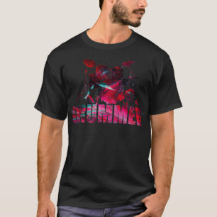 Colorful drums drummer abstract red T-Shirt