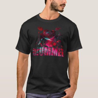 Colorful drums drummer abstract red T-Shirt