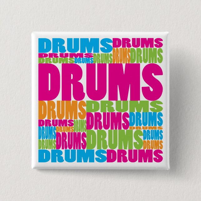 Colorful Drums Pinback Button (Front)