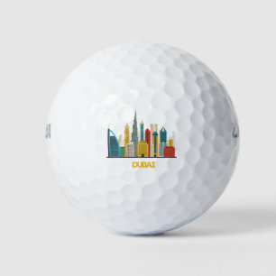 colorful Dubai cartoon landscape Golf Balls