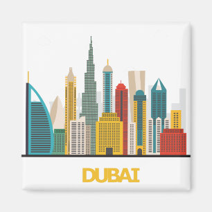 colorful Dubai cartoon landscape Magnet