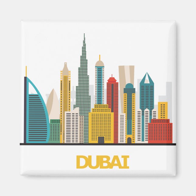 colorful Dubai cartoon landscape Magnet (Front)