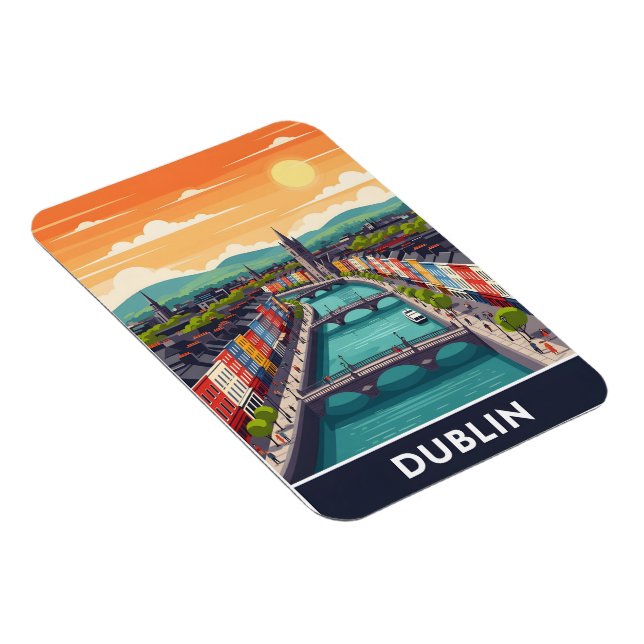 Colorful Dublin Cityscape – River Liffey & Bridges Magnet (Right Side)