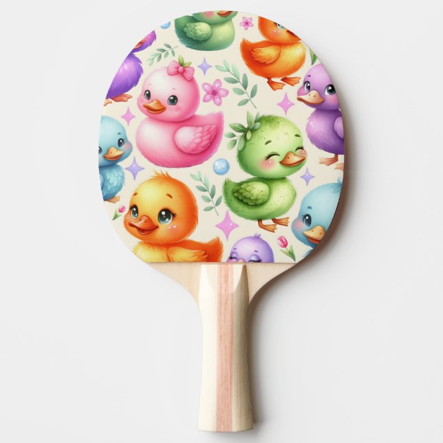 Colorful Ducklings Ping Pong Paddle (Front)