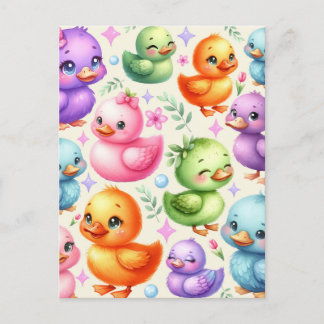Colorful Ducklings Postcard