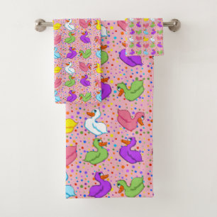 Colorful Ducks Bathroom Towel Set