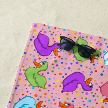 Colorful Ducks Beach Towel by Shenanigins at Zazzle