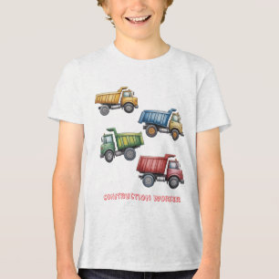 Colorful Dump Trucks 4th. Birthday Party Gift Tri-Blend Shirt