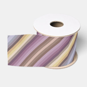 Colorful Dusty Grayish Brown And Purple Pattern Grosgrain Ribbon