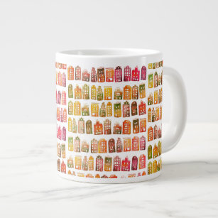 Colorful Dutch Houses Amsterdam Pattern Quirky Giant Coffee Mug