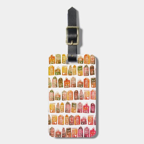 Colorful Dutch Houses Amsterdam Pattern Quirky Luggage Tag