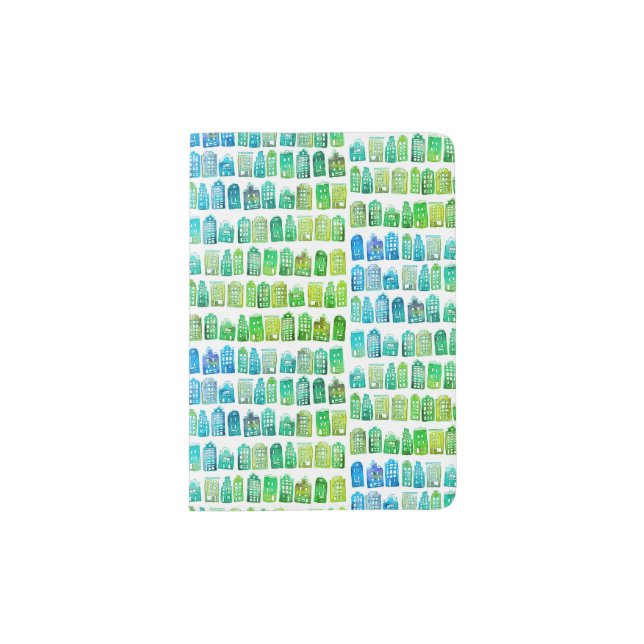 Colorful Dutch Houses Amsterdam Pattern Quirky Passport Holder (Front)