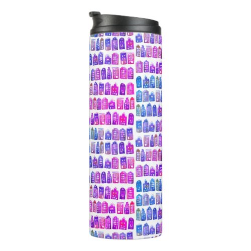 Colorful Dutch Houses Amsterdam Pattern Quirky Thermal Tumbler