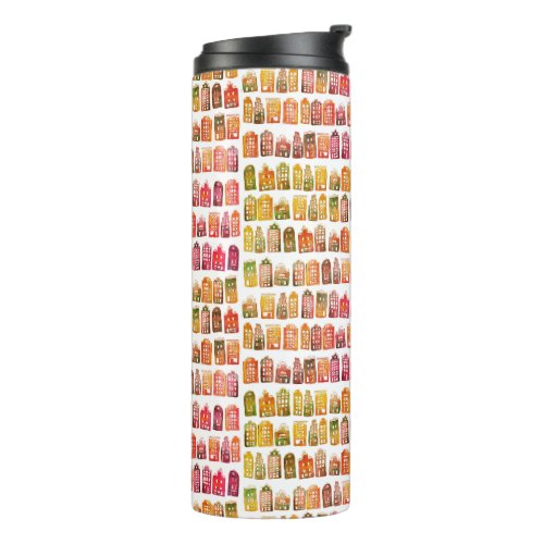 Colorful Dutch Houses Amsterdam Pattern Quirky Thermal Tumbler