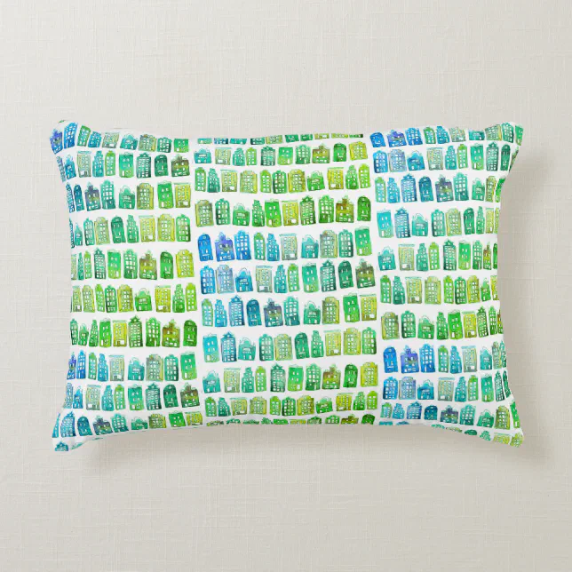 Colorful Dutch Houses Amsterdam Quirky Pattern Accent Pillow Zazzle