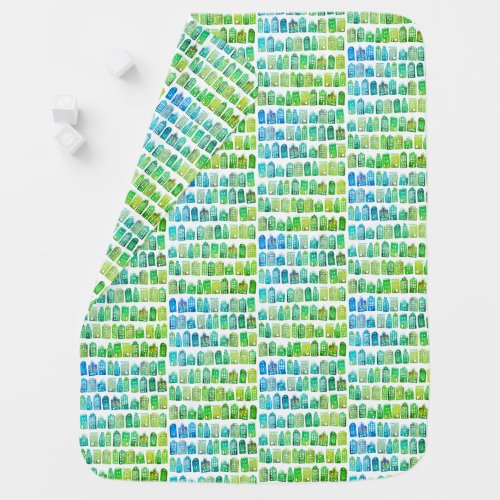 Colorful Dutch Houses Amsterdam Quirky Pattern Baby Blanket