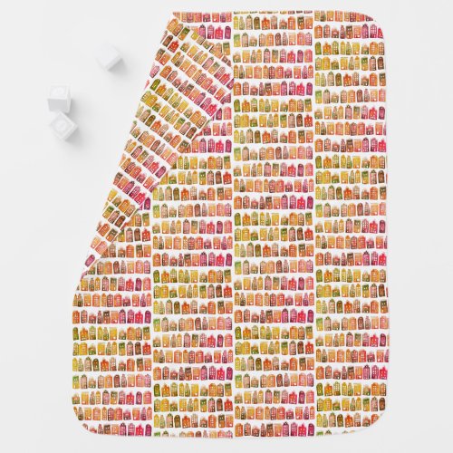 Colorful Dutch Houses Amsterdam Quirky Pattern Baby Blanket