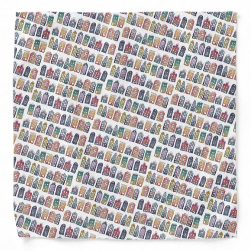 Colorful Dutch Houses Amsterdam Quirky Pattern Bandana