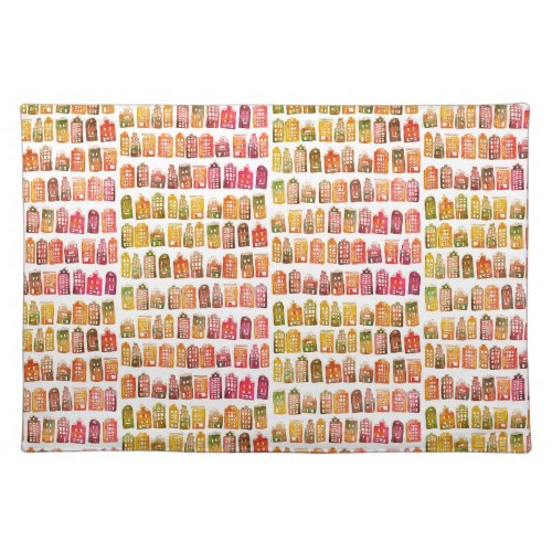 Colorful Dutch Houses Amsterdam Quirky Pattern Cloth Placemat