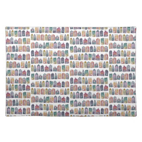 Colorful Dutch Houses Amsterdam Quirky Pattern Cloth Placemat