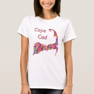 Colorful Dynamic Heart-Filled Map of Cape Cod T-Shirt