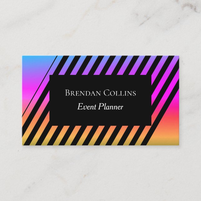 Colorful Dynamic Striped Modern Business Card (Front)