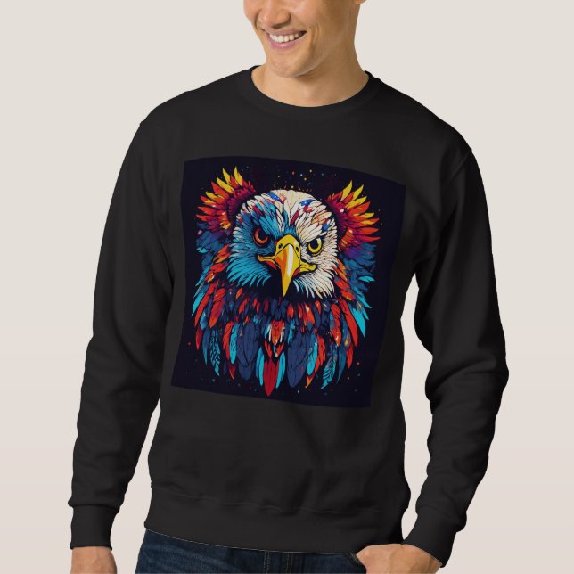 Colorful Eagle Head Graphic Sweatshirt" Sweatshirt (Front)