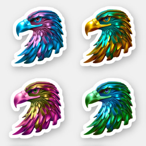 Colorful Eagle Stickers _ 4_Pack with Bald Eagle