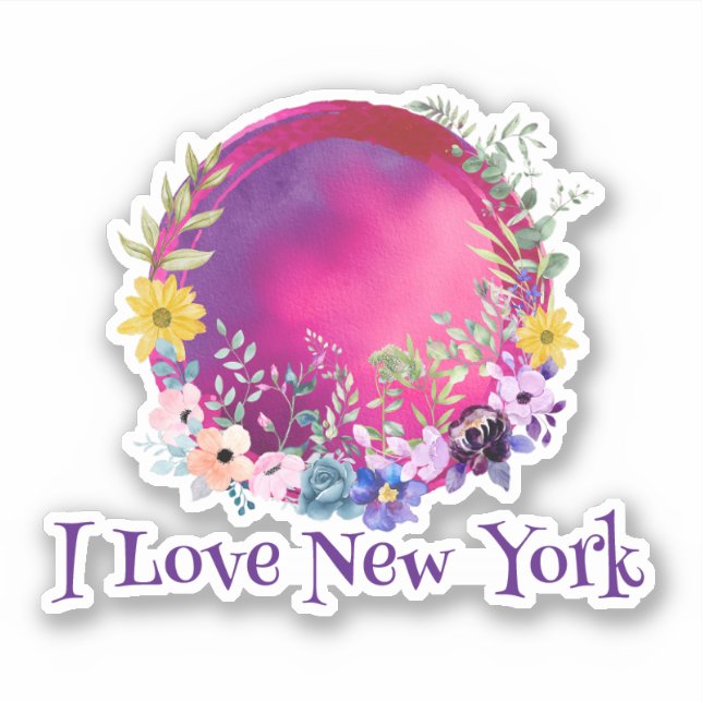 Colorful Earth I Love New York Sticker (Front)