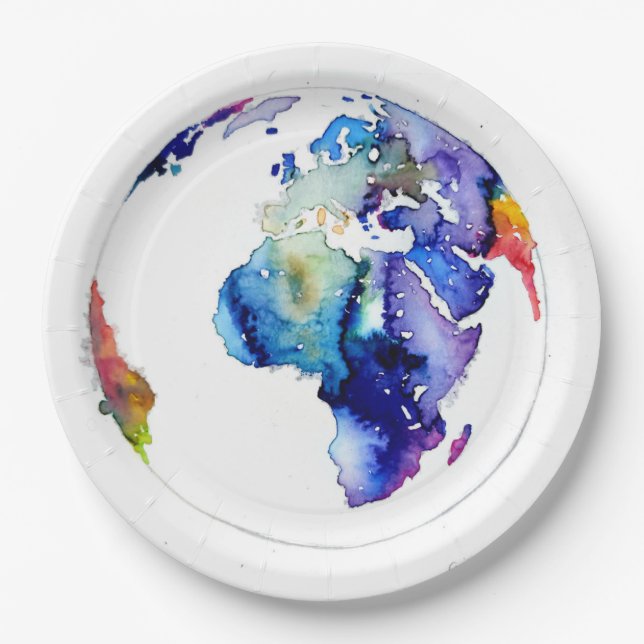 Colorful Earth Paper Plates (Front)